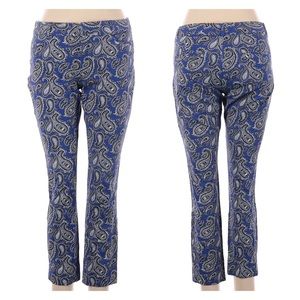 Gently worn Banana Republic Sloane Blue Paisley Ankle length pants. Sz 8 Petite.